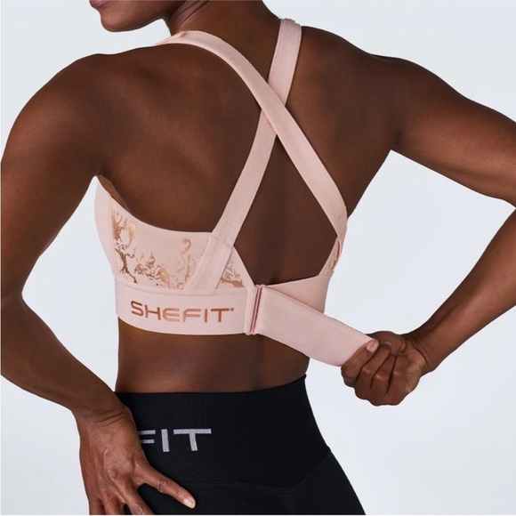 Shefit Bra Size 6Luxe Flex Wireless Adjustable Sports Bra Medium Impact Pink NEW - Picture 2 of 10